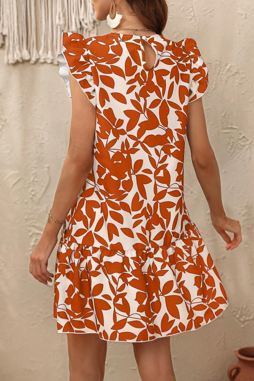 White and Blue Floral A Line Short Summer Dress