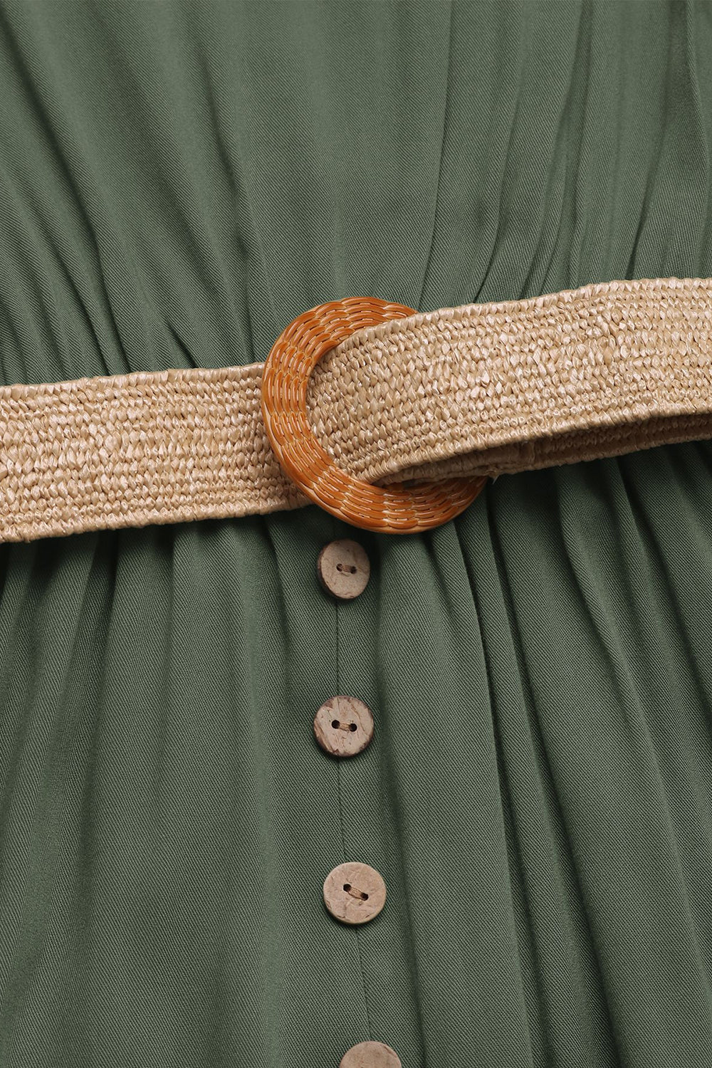 Army Green A Line Summer Dress with Belt
