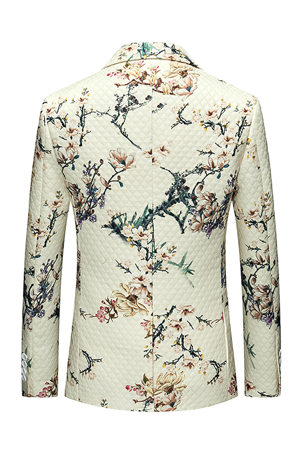 Ivory Floral Slim Fit One Button Notched Lapel Men's Wedding Blazer