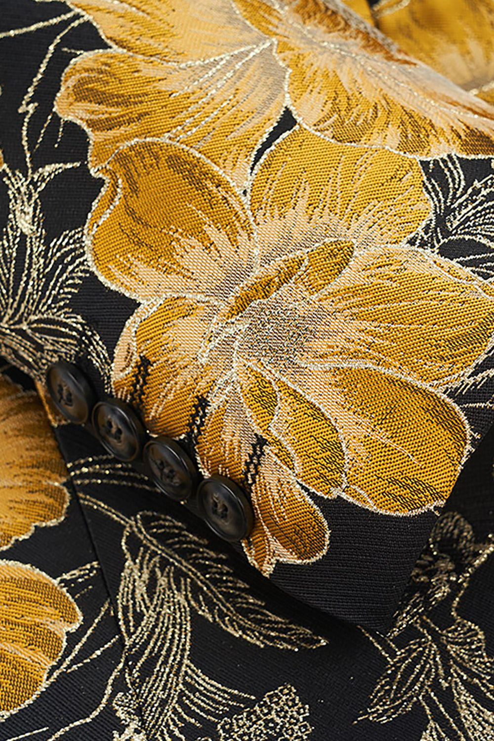 Printed Flower Black Notched Lapel Men's Prom Blazer