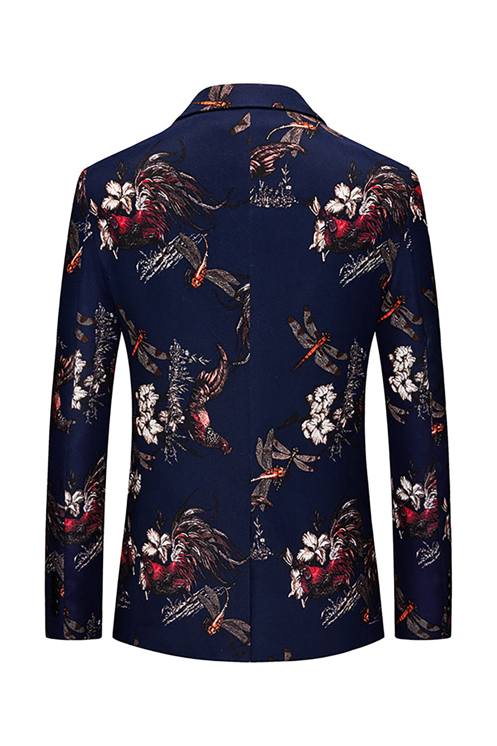 Black Printed Floral Notched Lapel Prom Blazer