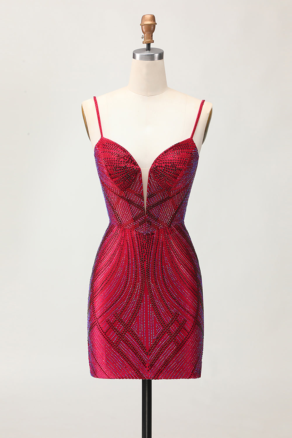 Sparkly Royal Blue Spaghetti Straps Tight Short Homecoming Dress with Beading