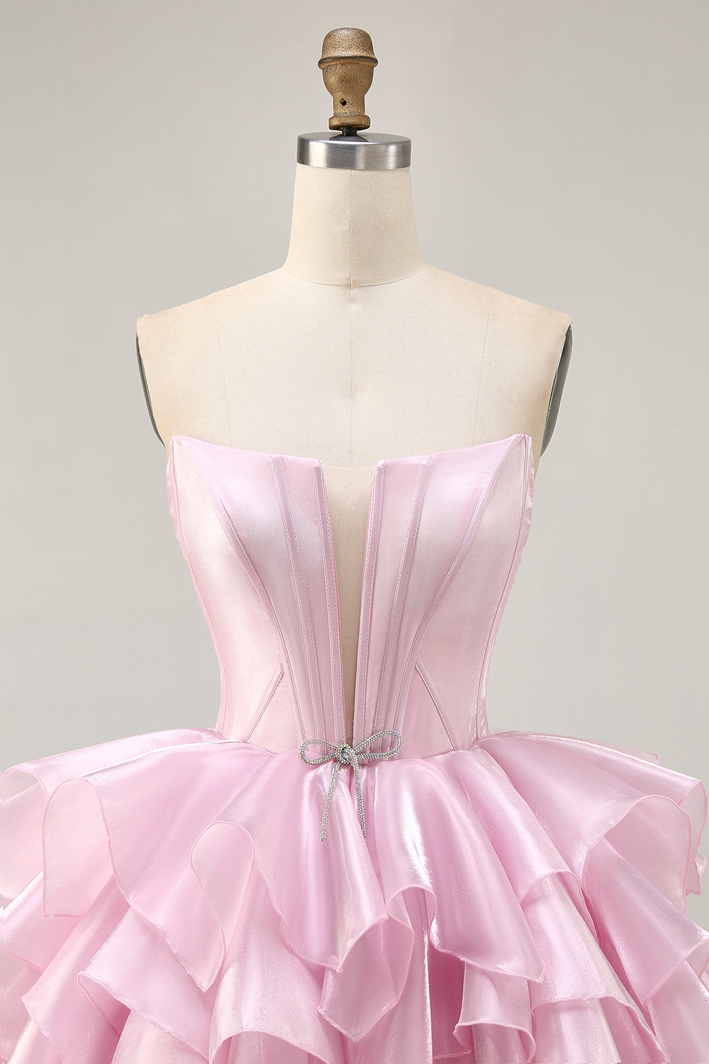 Blue Tiered Corset A Line Strapless Homecoming Dress with Lace Up Back