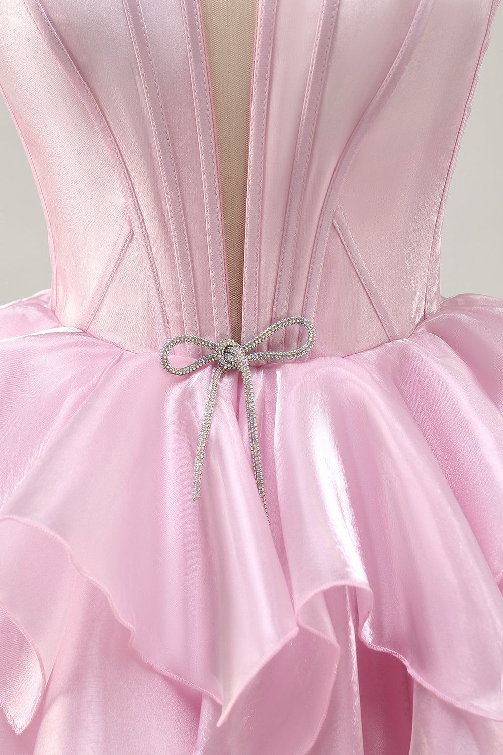 Blue Tiered Corset A Line Strapless Homecoming Dress with Lace Up Back