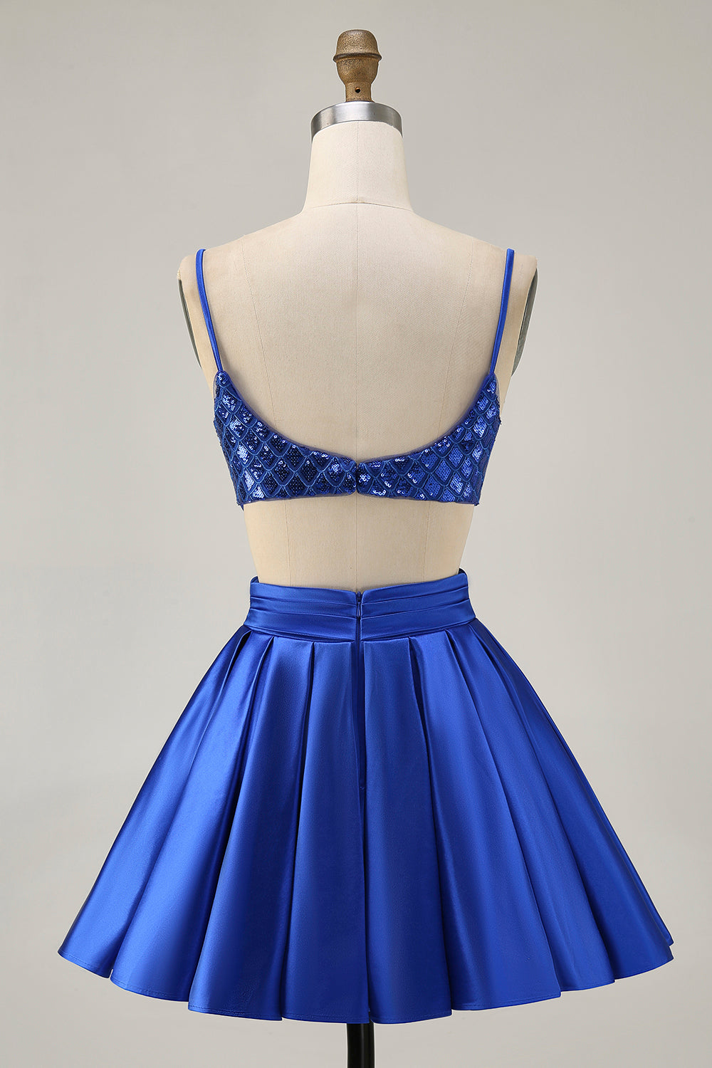Sparkly A-Line Sequins Cut Out Short Royal Blue Homecoming Dress