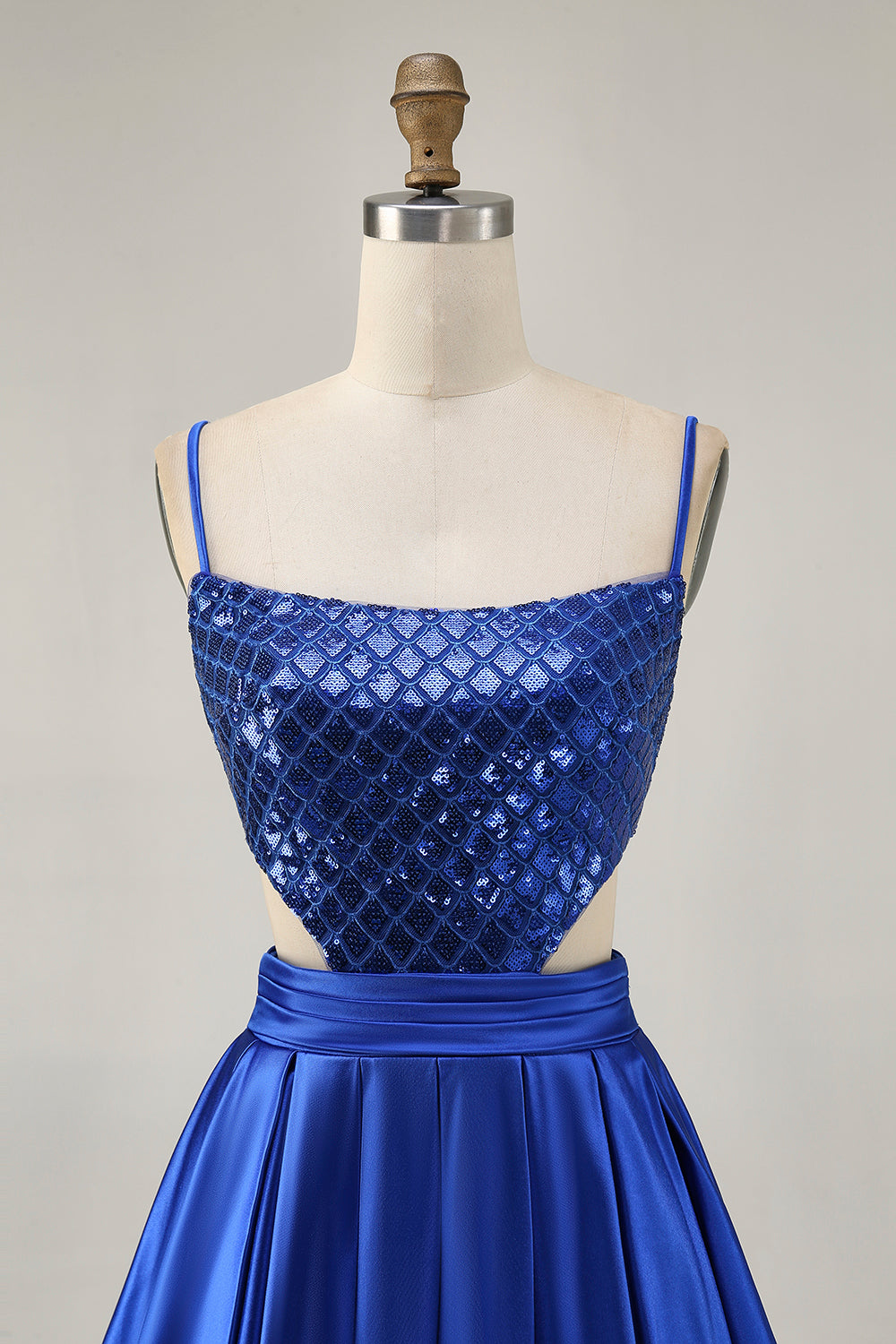 Sparkly A-Line Sequins Cut Out Short Royal Blue Homecoming Dress