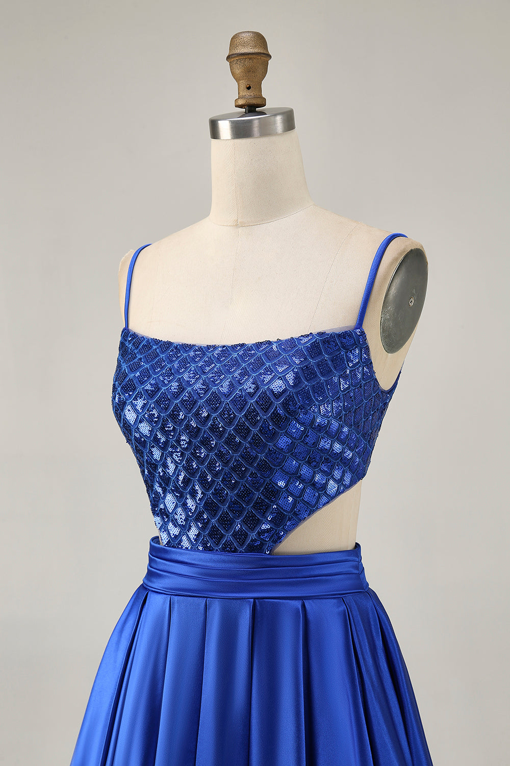 Sparkly A-Line Sequins Cut Out Short Royal Blue Homecoming Dress