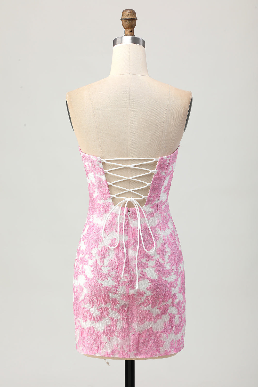 Pink Floral Off the Shoulder Homecoming Dress with Detachable Sleeves