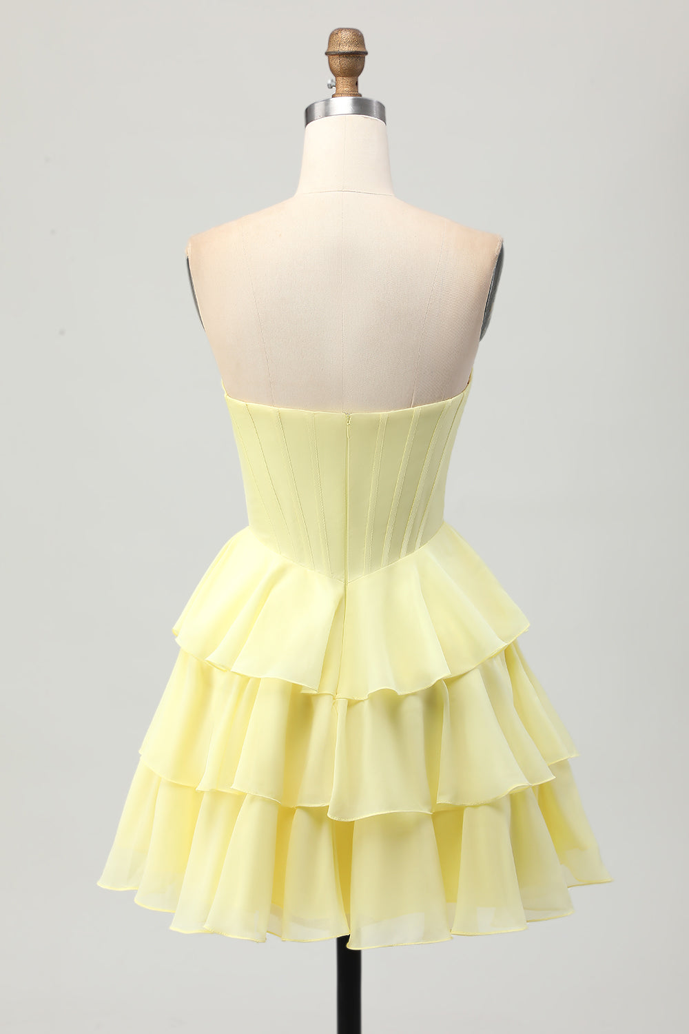 A Line Strapless Sheer Corset Short Homecoming Dress with Beading