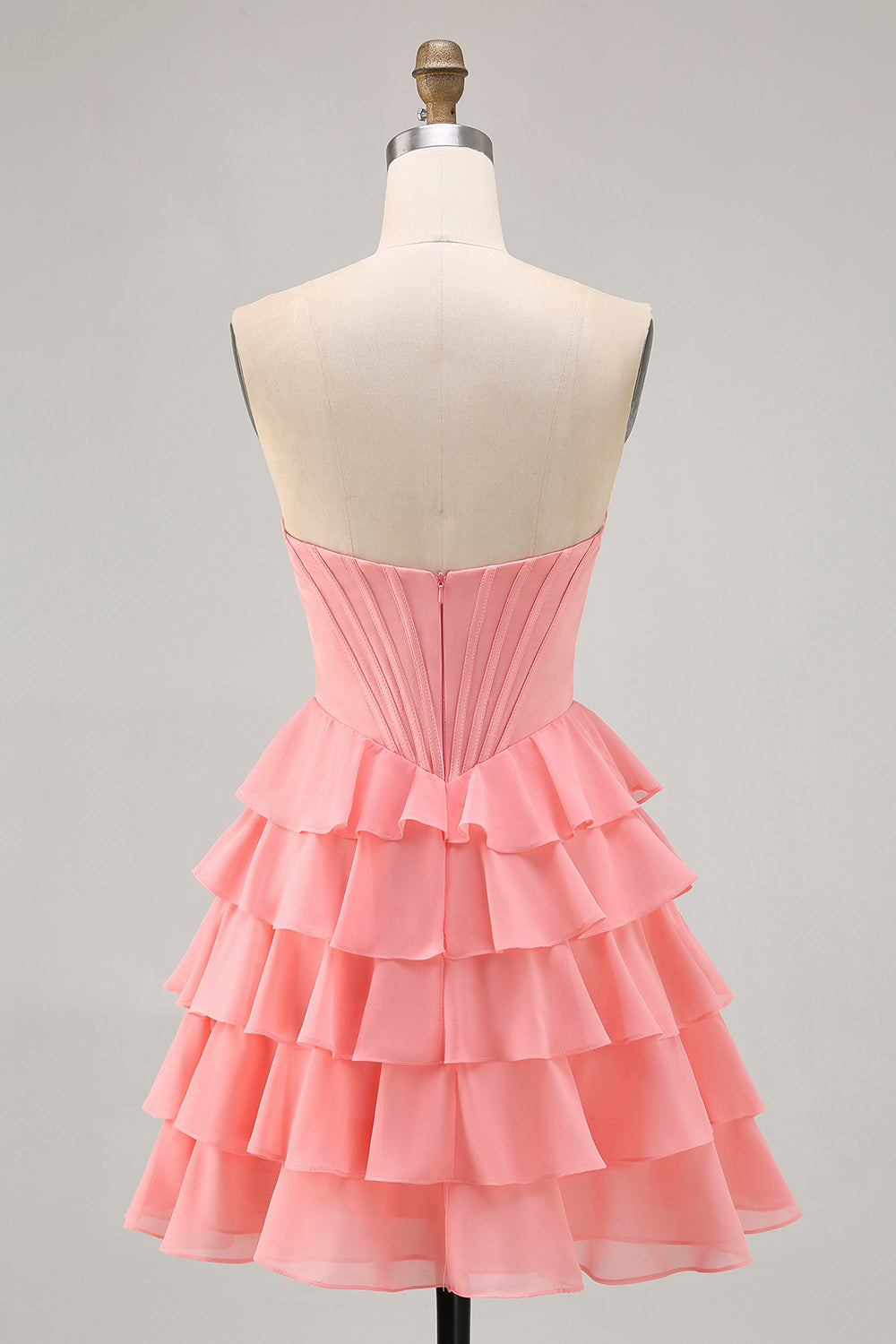 Strapless Purple Tiered Corset A Line Short Homecoming Dress