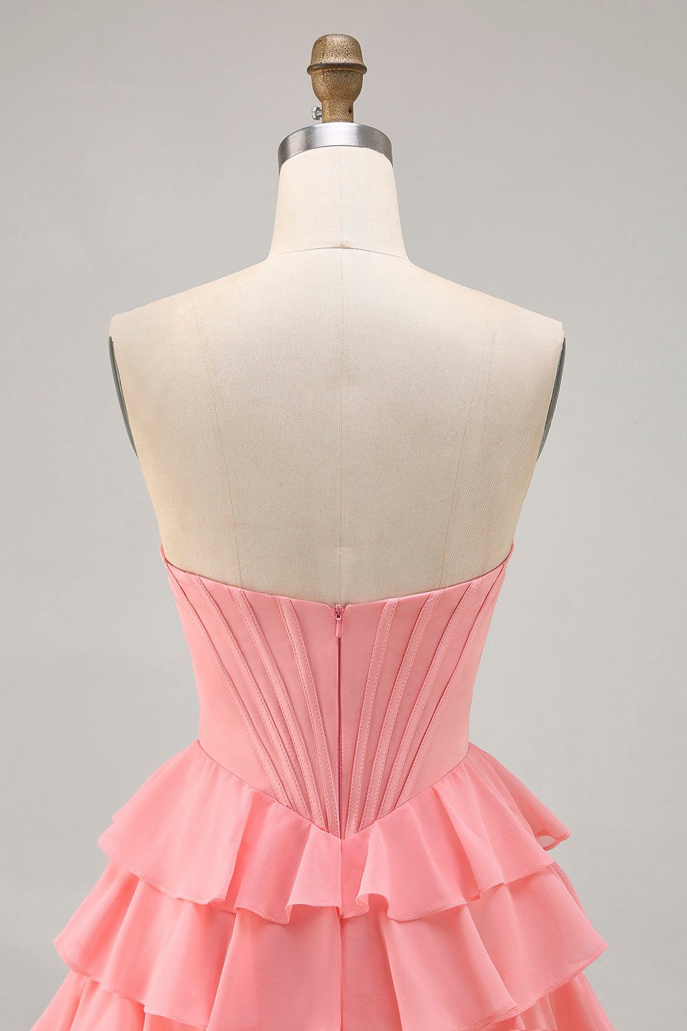 Blush Tiered A Line Strapless Short Homecoming Dress