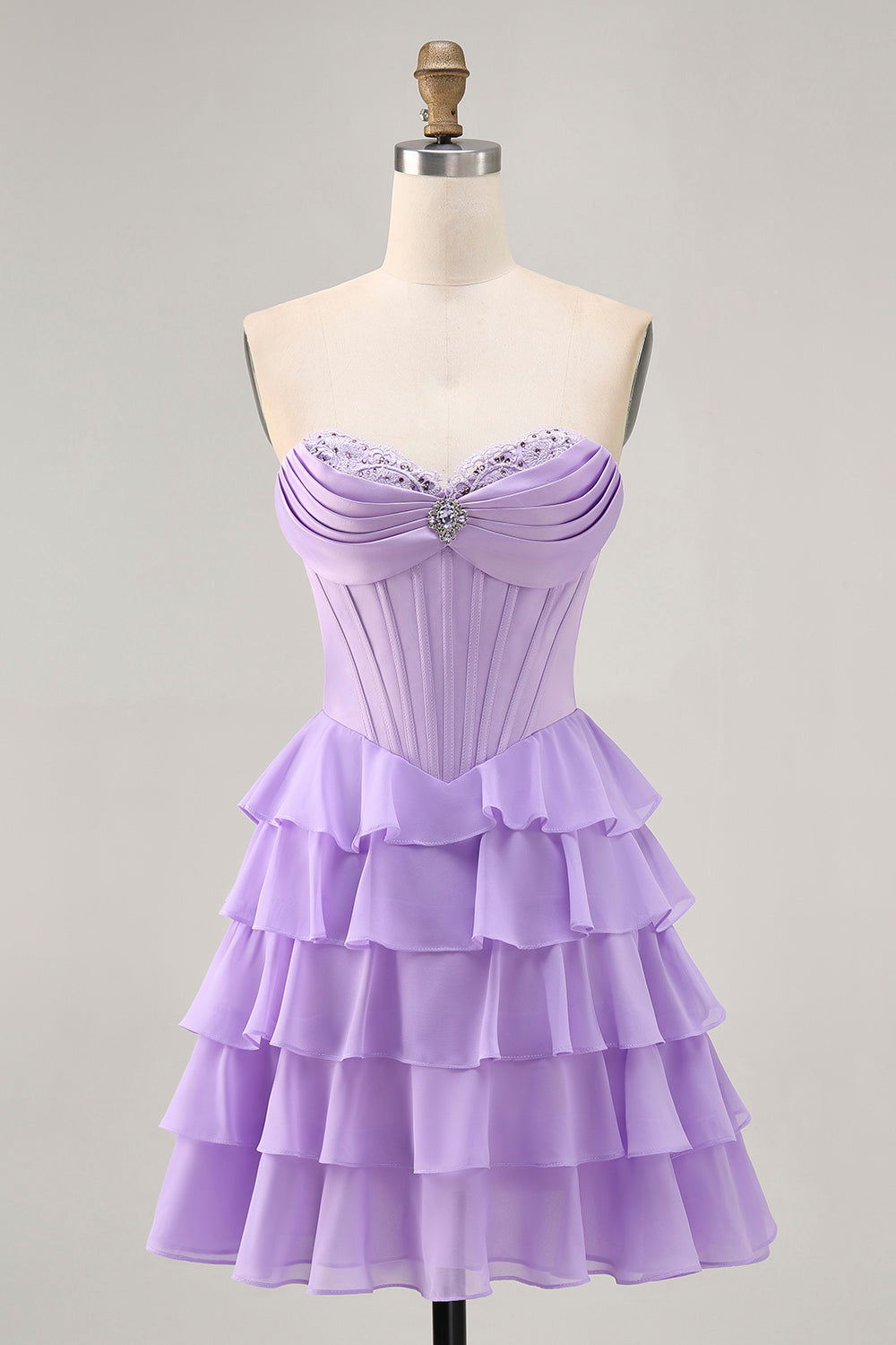 Blush Tiered A Line Strapless Short Homecoming Dress