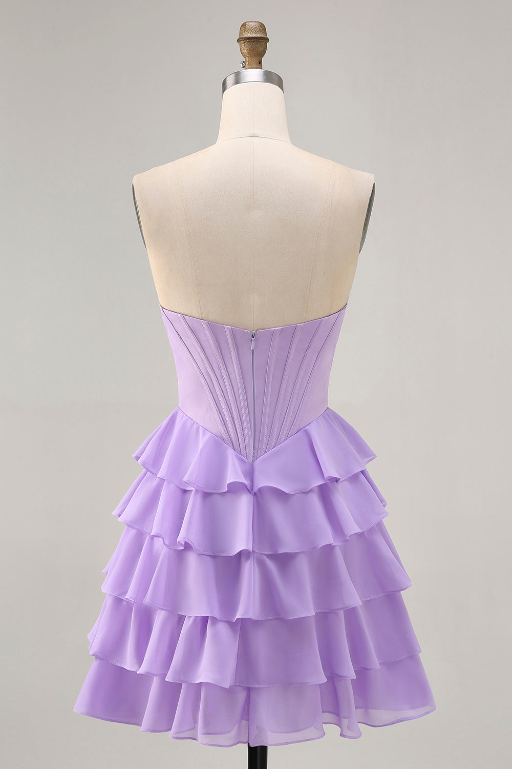 Blush Tiered A Line Strapless Short Homecoming Dress