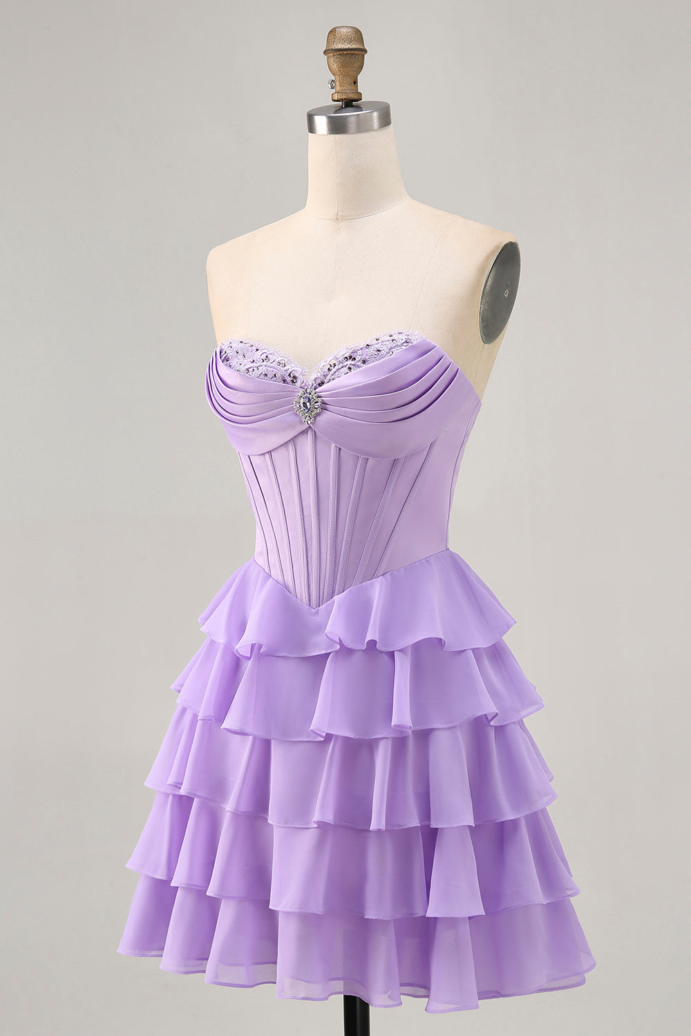 Blush Tiered A Line Strapless Short Homecoming Dress
