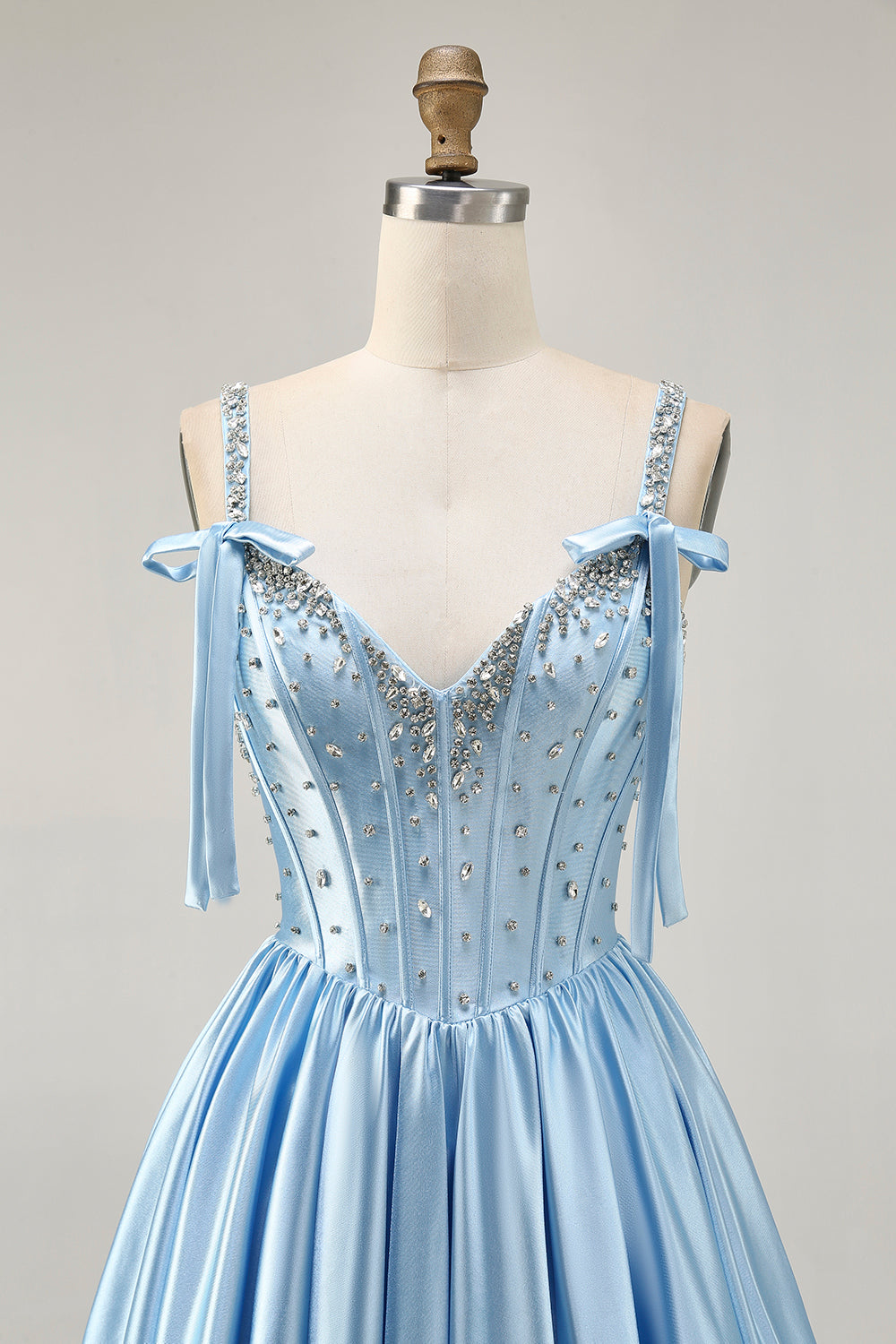 Fuchsia A-Line Corset Satin Homecoming Dress with Rhinestones