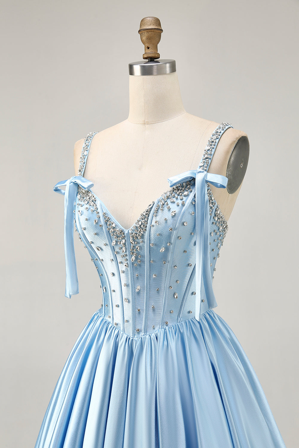 Fuchsia A-Line Corset Satin Homecoming Dress with Rhinestones