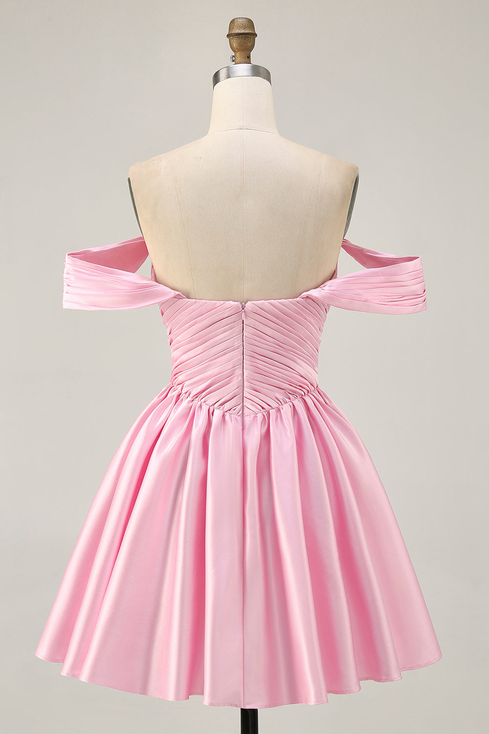 Pink Off The Shoulder Ruched Short Homecoming Dress