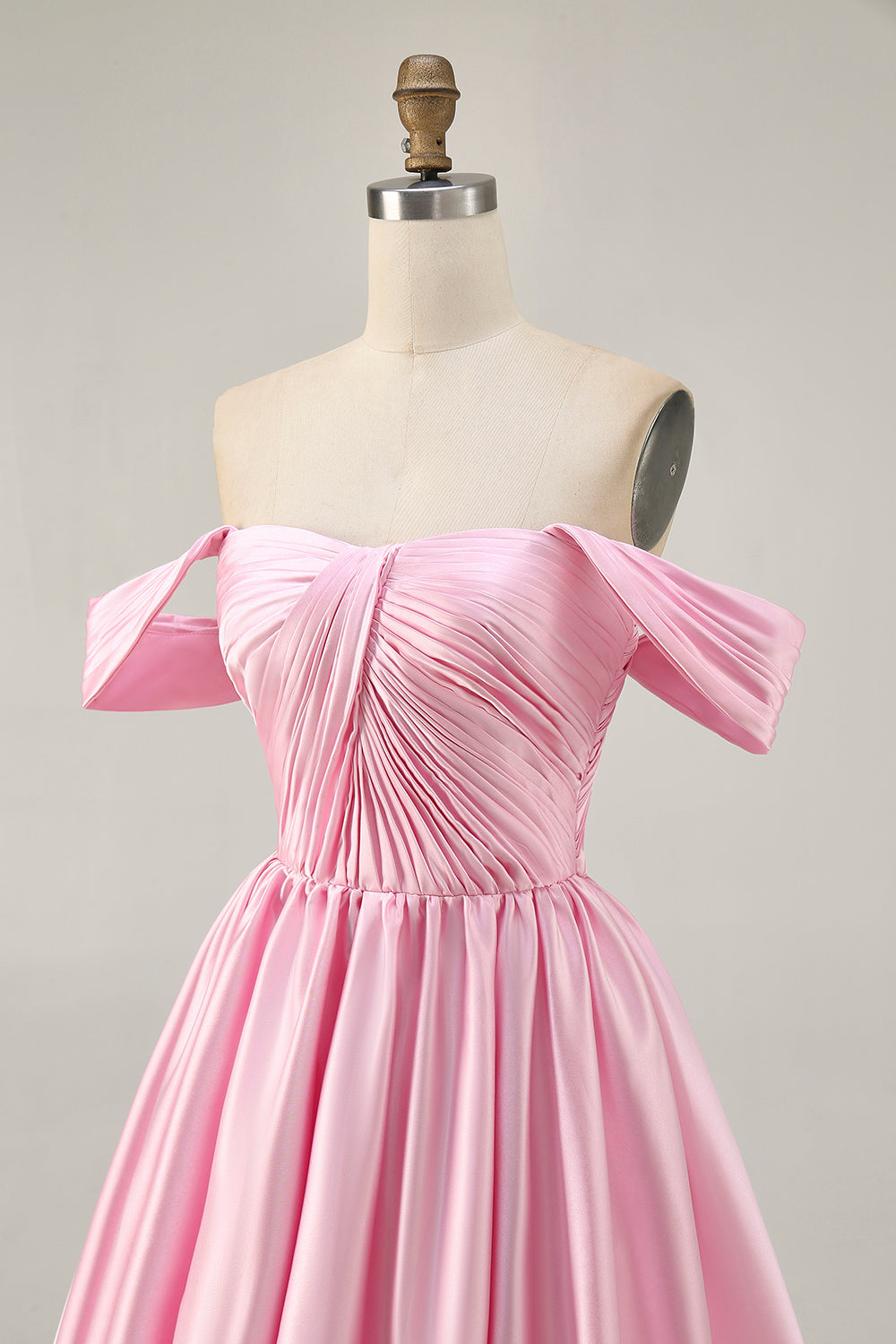 Pink Off The Shoulder Ruched Short Homecoming Dress