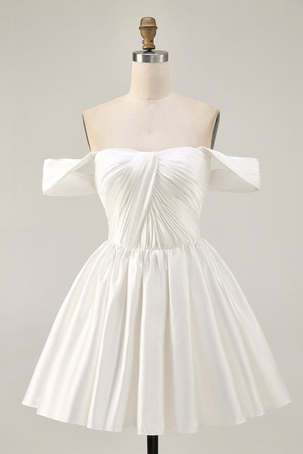 Ruched Off The Shoulder White Short Homecoming Dress