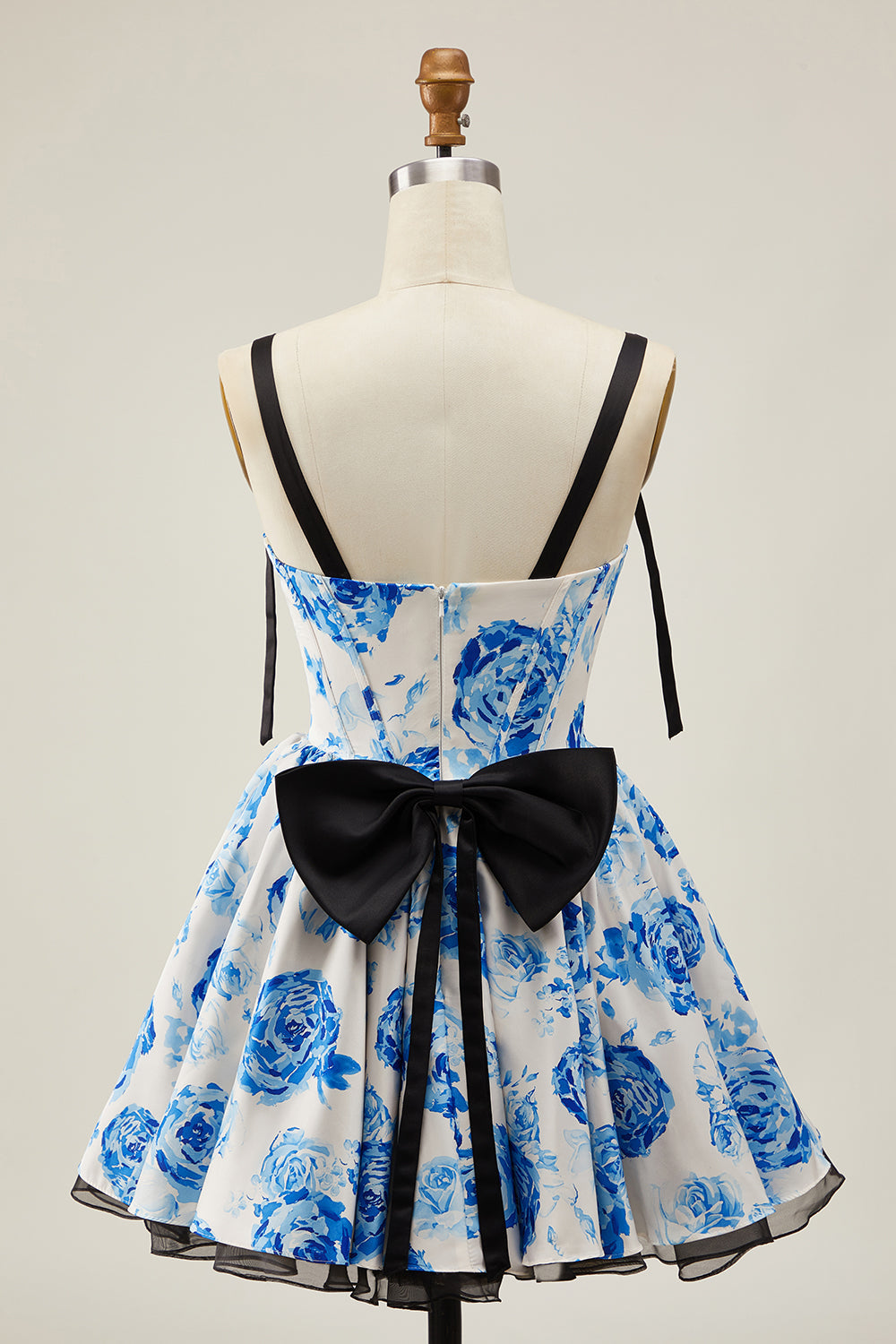 Fuchsia A Line Spaghetti Straps Corset Floral Short Homecoming Dress