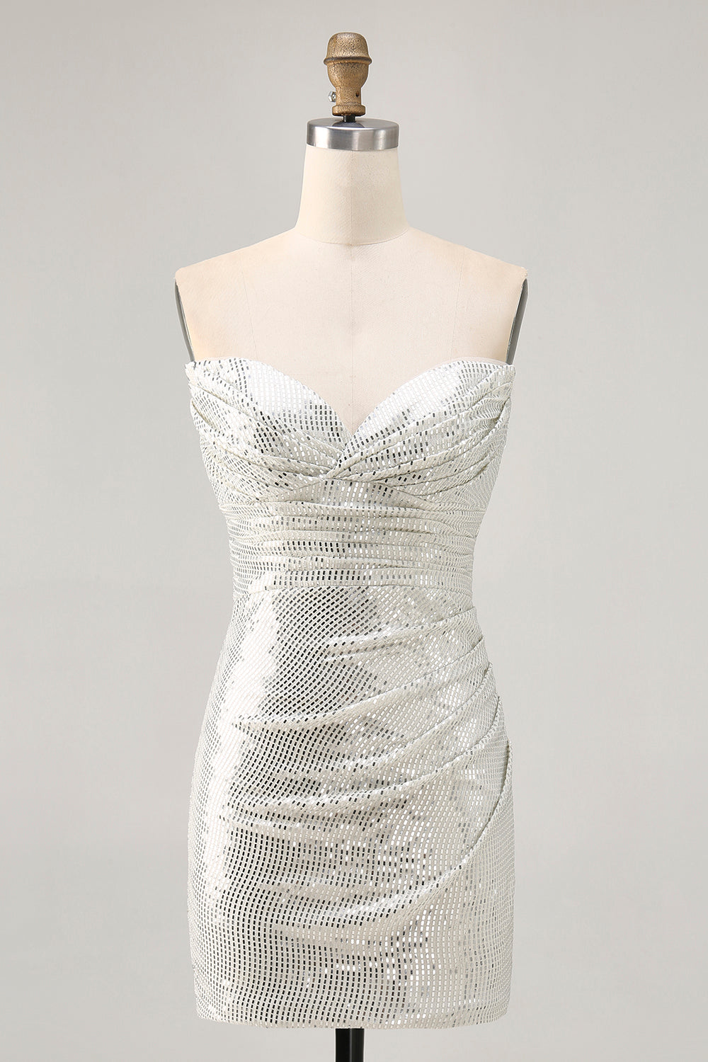 Sparkly Black Strapless Tight Short Homecoming Dress with Sequins