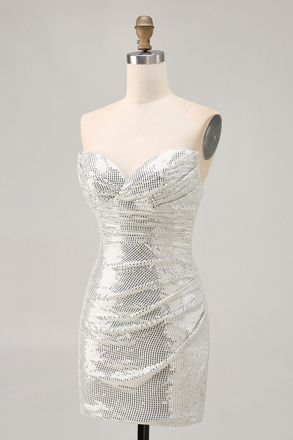 Sparkly Black Strapless Tight Short Homecoming Dress with Sequins