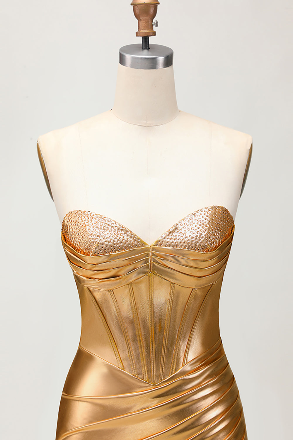 Sparkly Golden Strapless Corset Tight Short Homecoming Dress with Beading