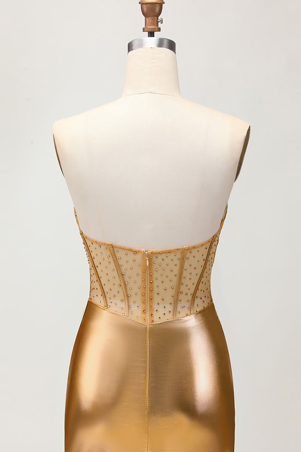 Sparkly Golden Strapless Corset Tight Short Homecoming Dress with Beading