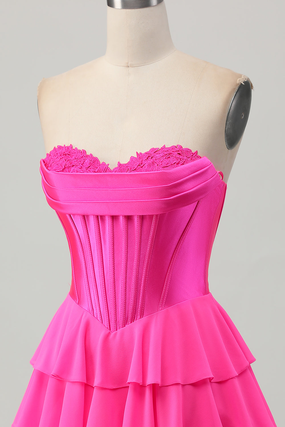 Blue Tiered Corset A Line Strapless Short Homecoming Dress
