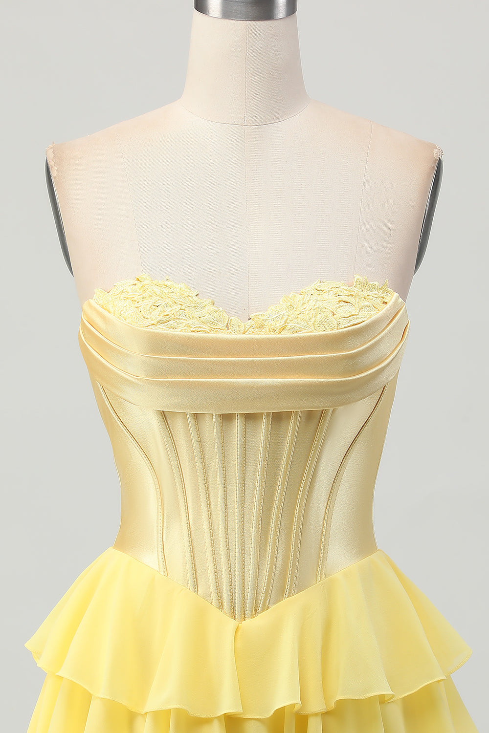 Blue Tiered Corset A Line Strapless Short Homecoming Dress