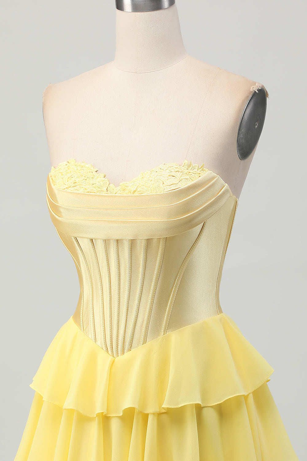 Blue Tiered Corset A Line Strapless Short Homecoming Dress
