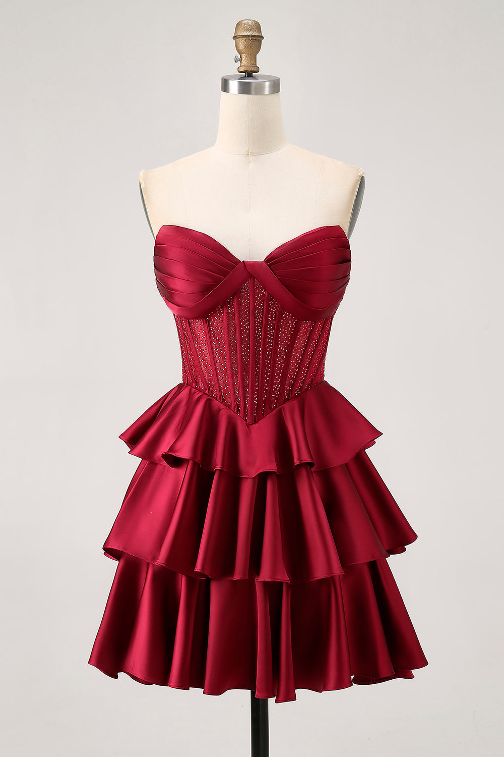 Dark Green Beaded A-line Strapless Corset Homecoming Dress