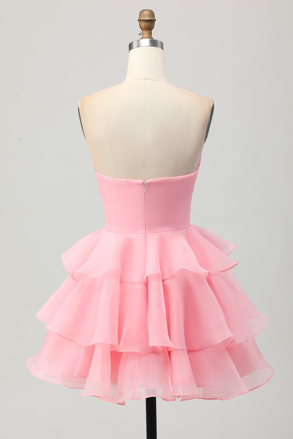 Cute A-line Strapless Cut Out Tiered Green Short Homecoming Dress
