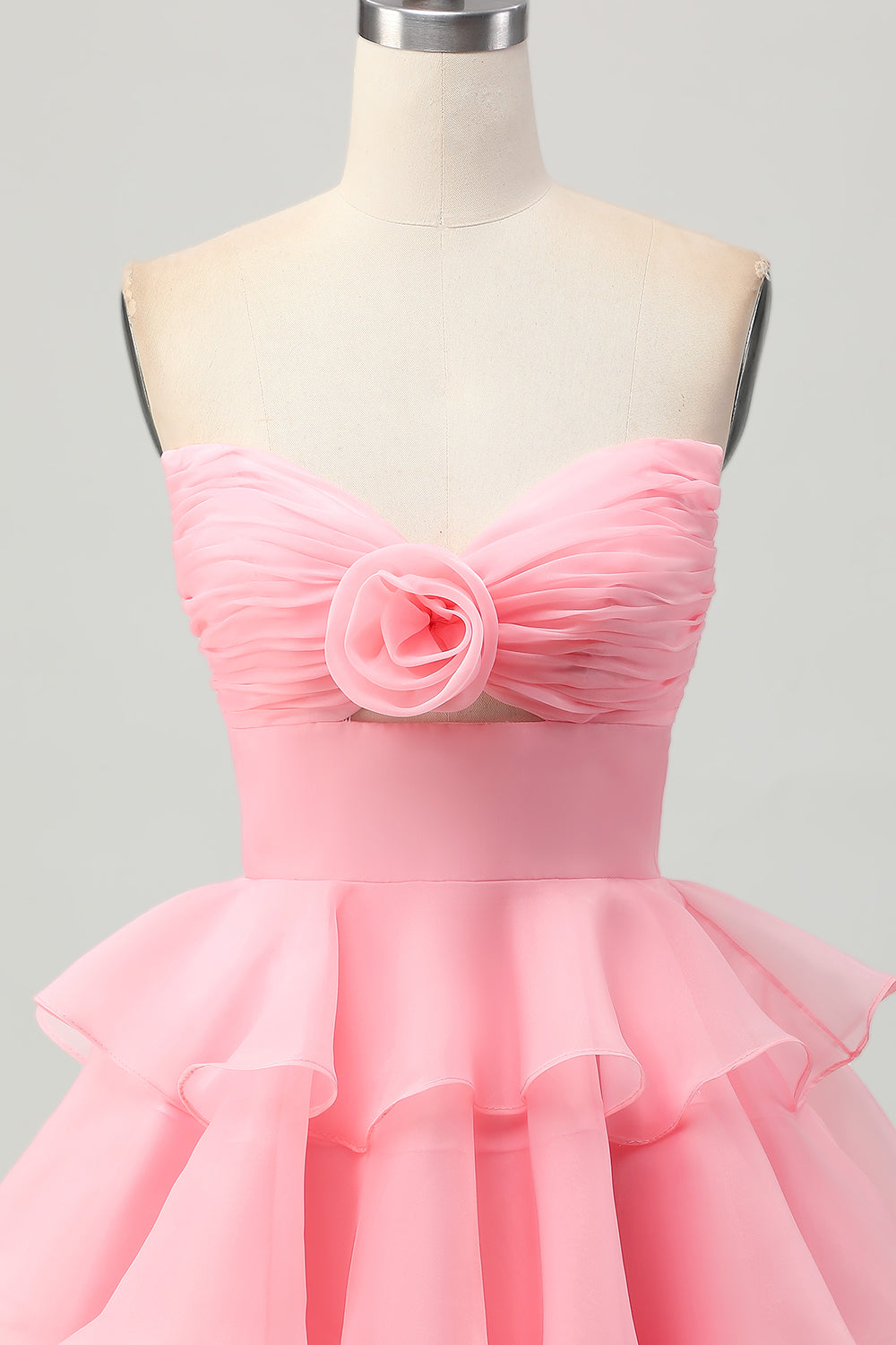 Cute A-line Strapless Cut Out Tiered Green Short Homecoming Dress