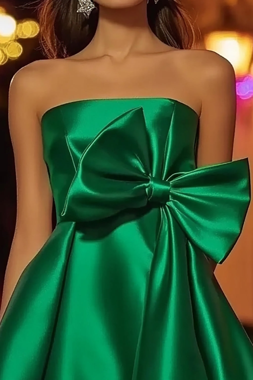 Green Short A-Line Homecoming Dress with Bow