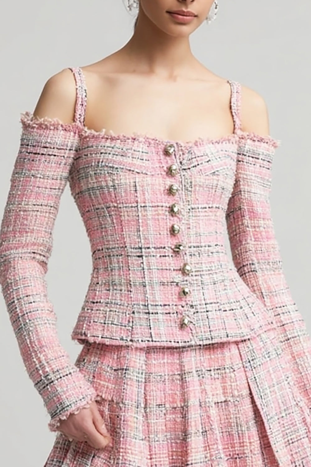 A Line Short 2-Piece Pink Work Dress