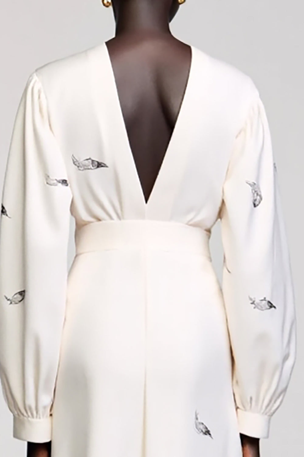 Ivory A Line Long Sleeve Wedding Guest Dress
