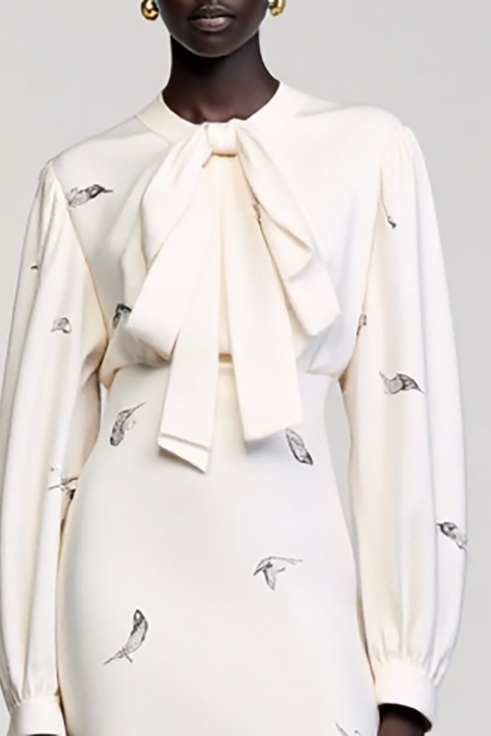 Ivory A Line Long Sleeve Wedding Guest Dress