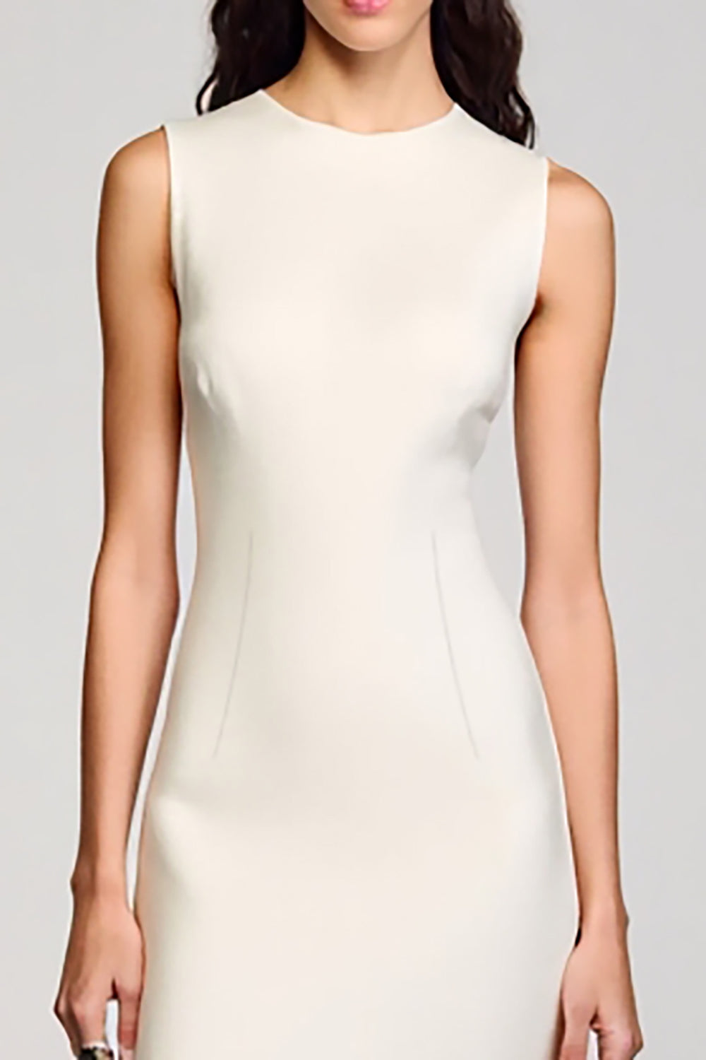 Ivory Sheath Satin Midi Wedding Guest Dress
