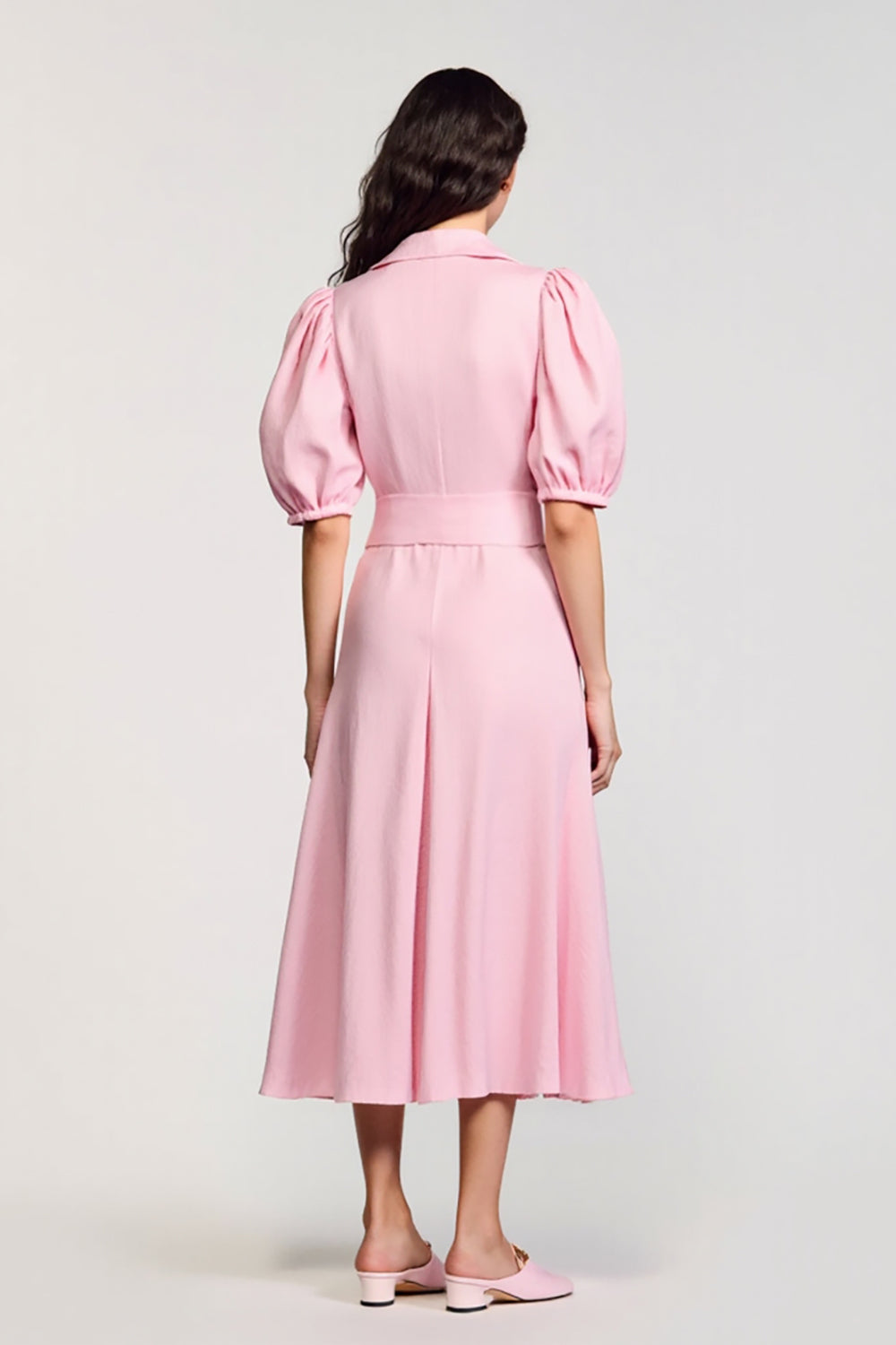 Pink A Line V-Neck Wedding Guest Dress with Sleeves