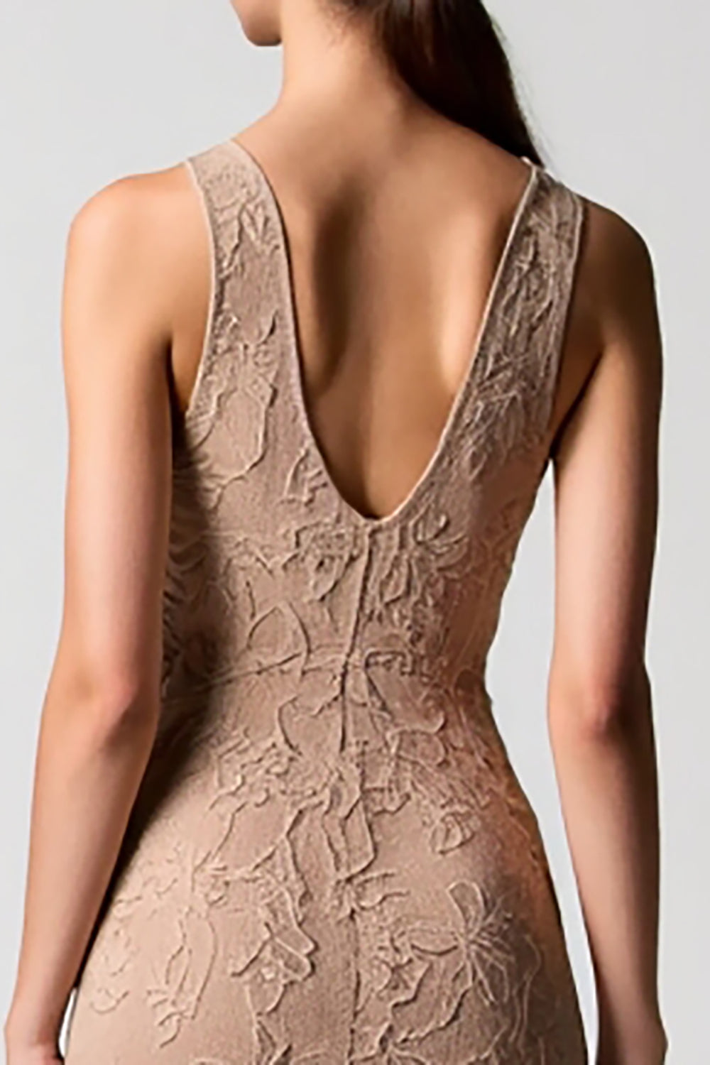 Desert Rose Jacquard V Neck Wedding Guest Dress