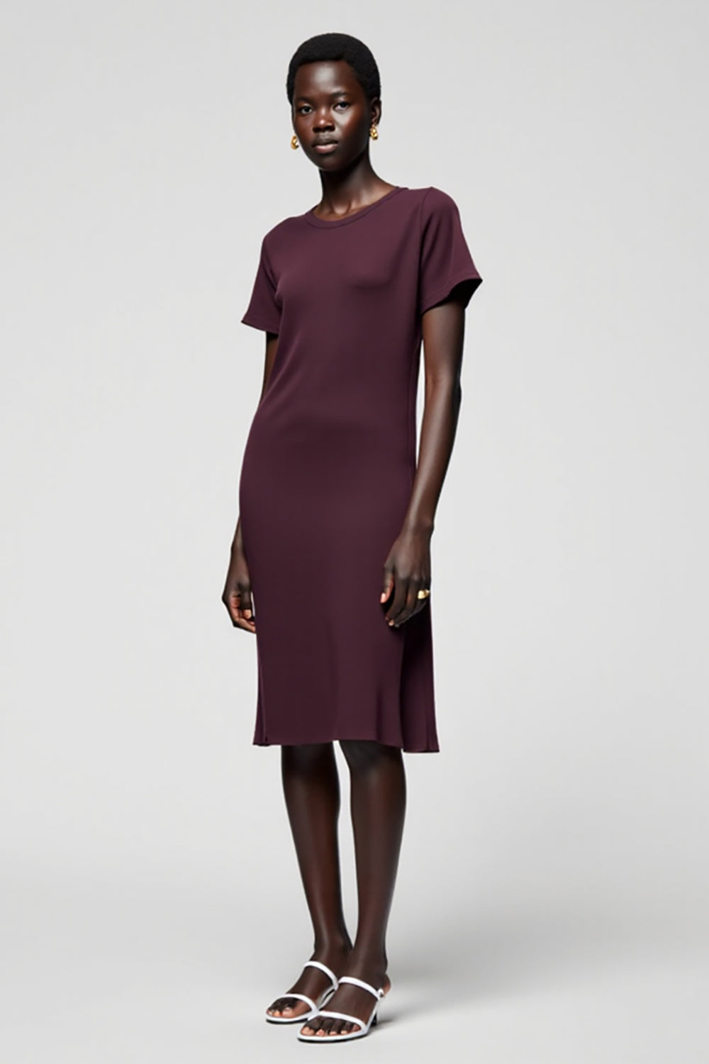 Burgundy Jersey Sheath Wedding Guest Dress