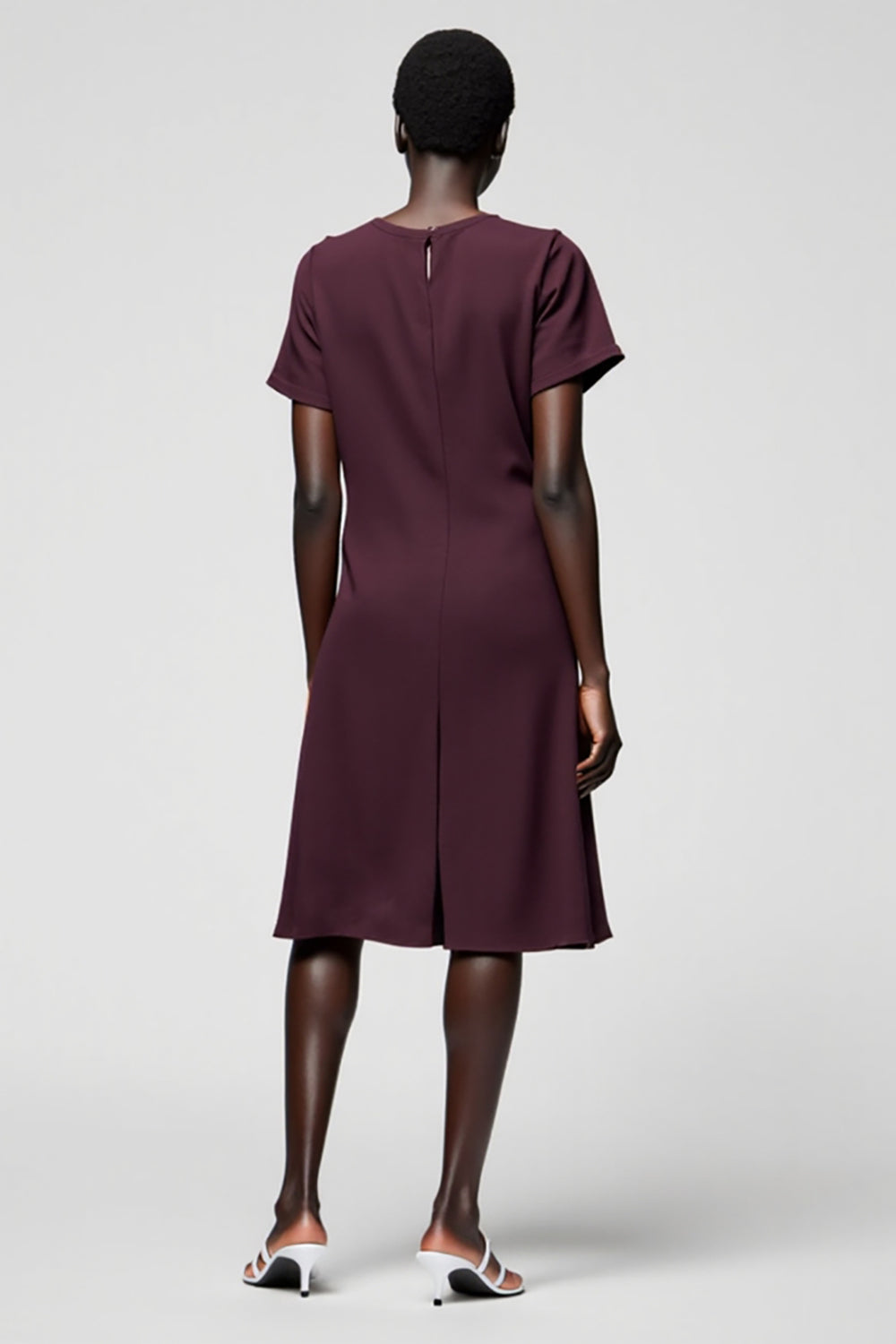 Burgundy Jersey Sheath Wedding Guest Dress