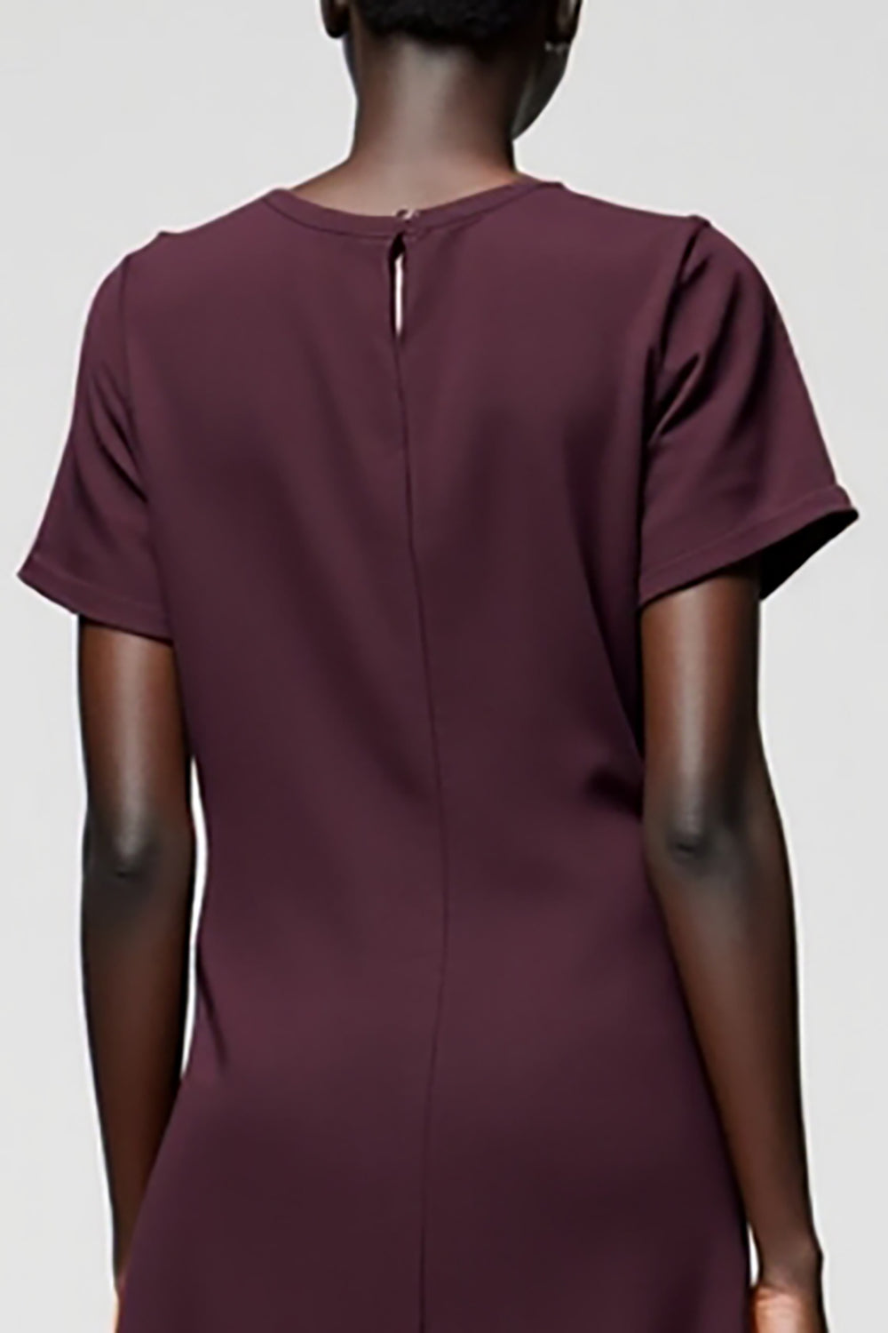 Burgundy Jersey Sheath Wedding Guest Dress