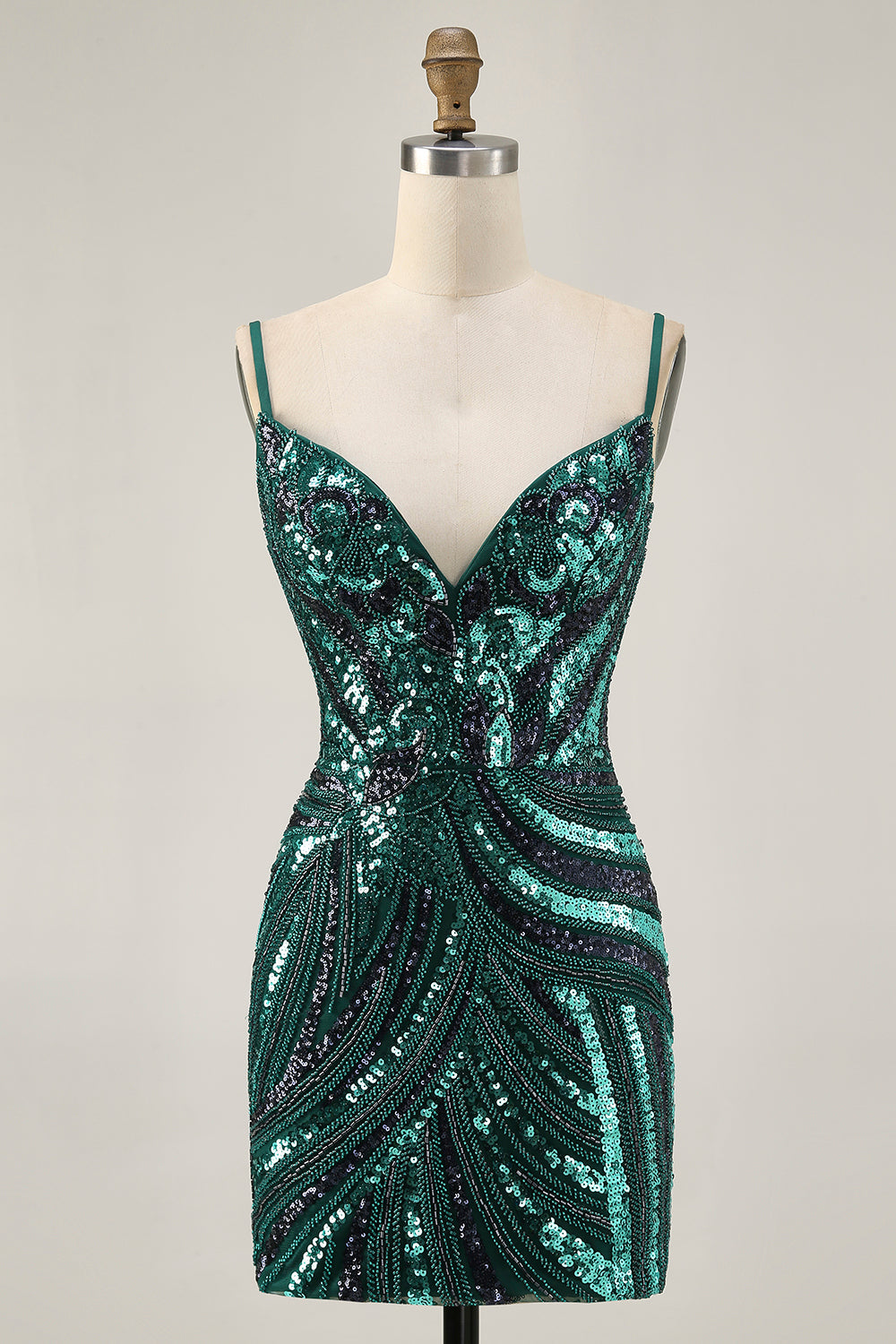 Dark Green Sparkly Strapless Sequins Tight Homecoming Dress