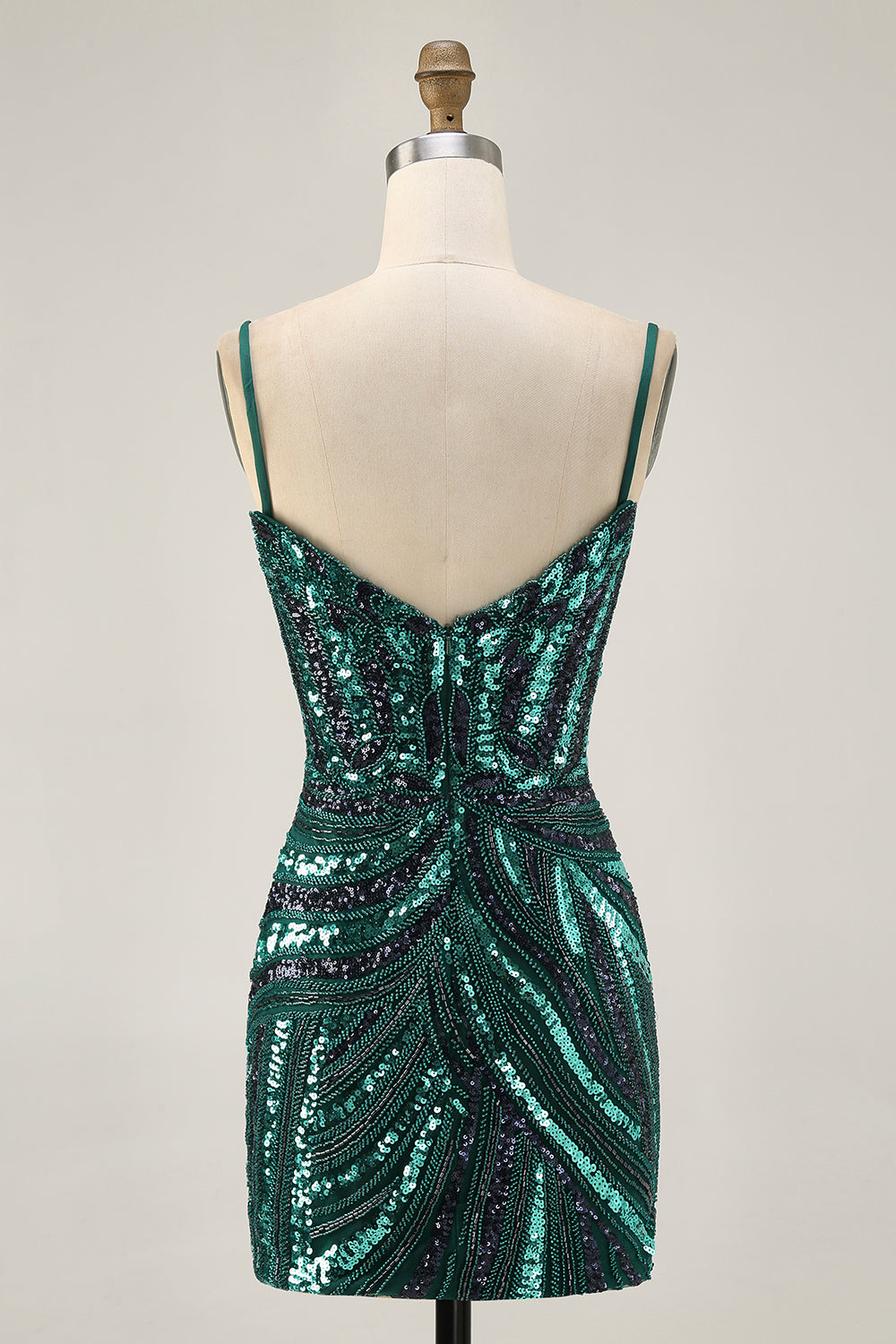 Dark Green Sparkly Strapless Sequins Tight Homecoming Dress