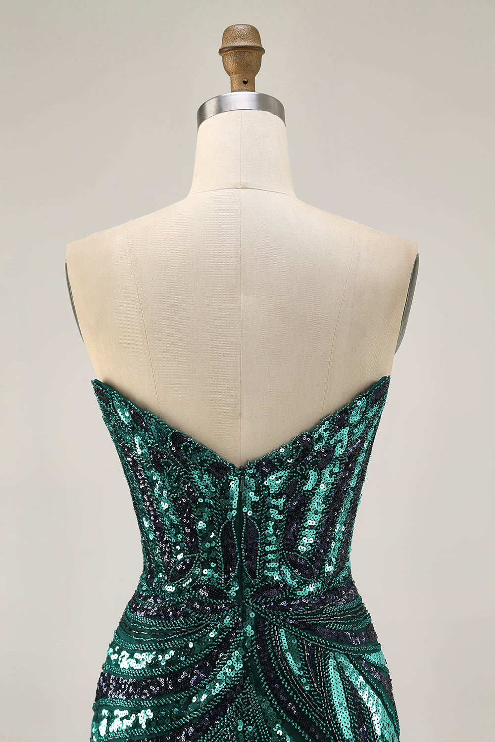 Dark Green Sparkly Strapless Sequins Tight Homecoming Dress