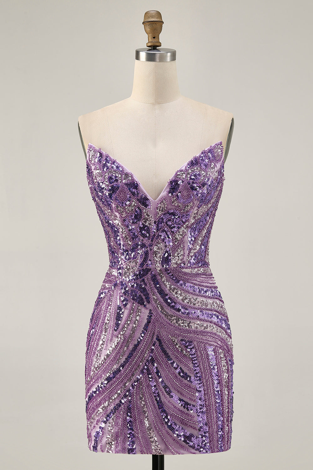 Dark Green Sparkly Strapless Sequins Tight Homecoming Dress