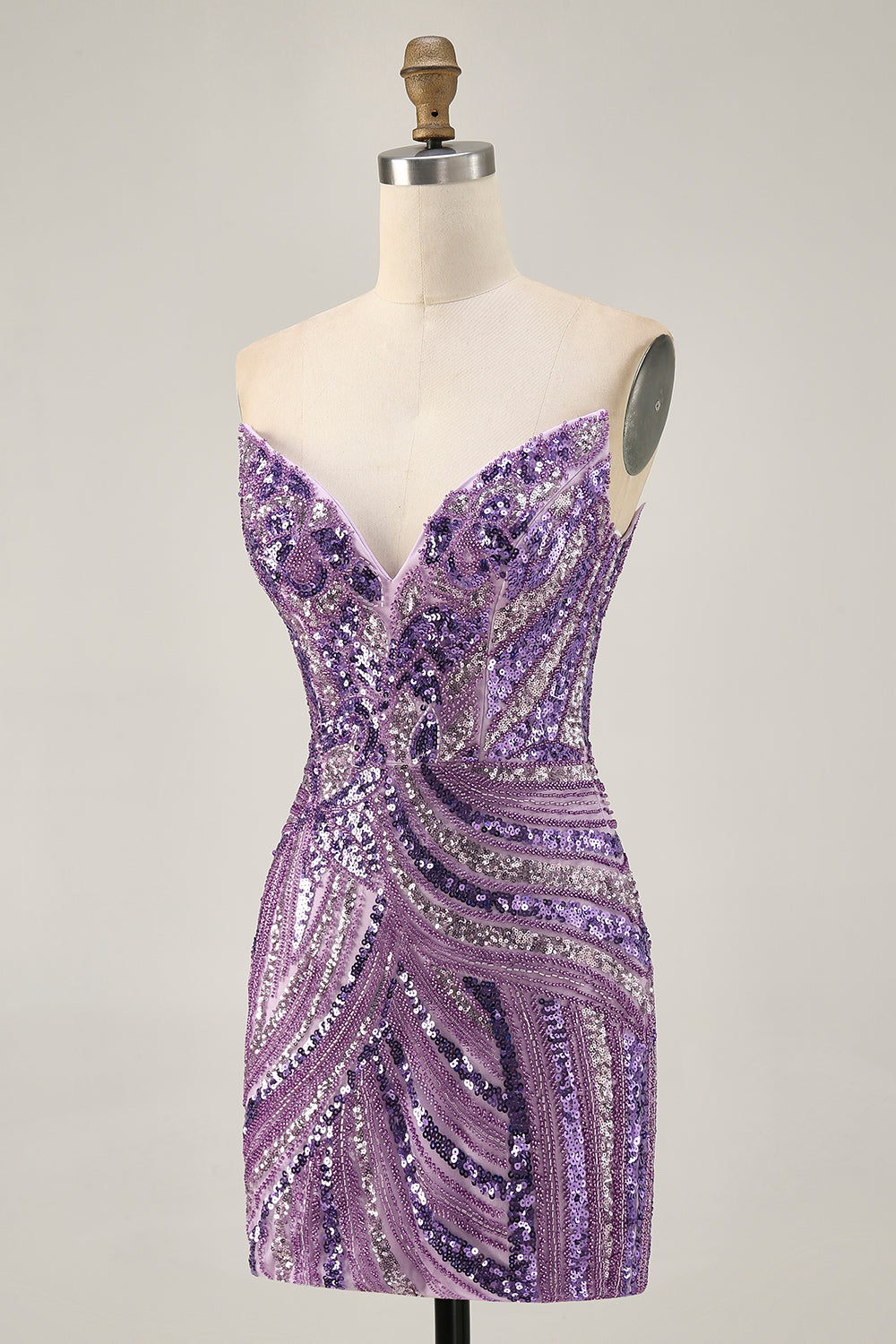 Dark Green Sparkly Strapless Sequins Tight Homecoming Dress