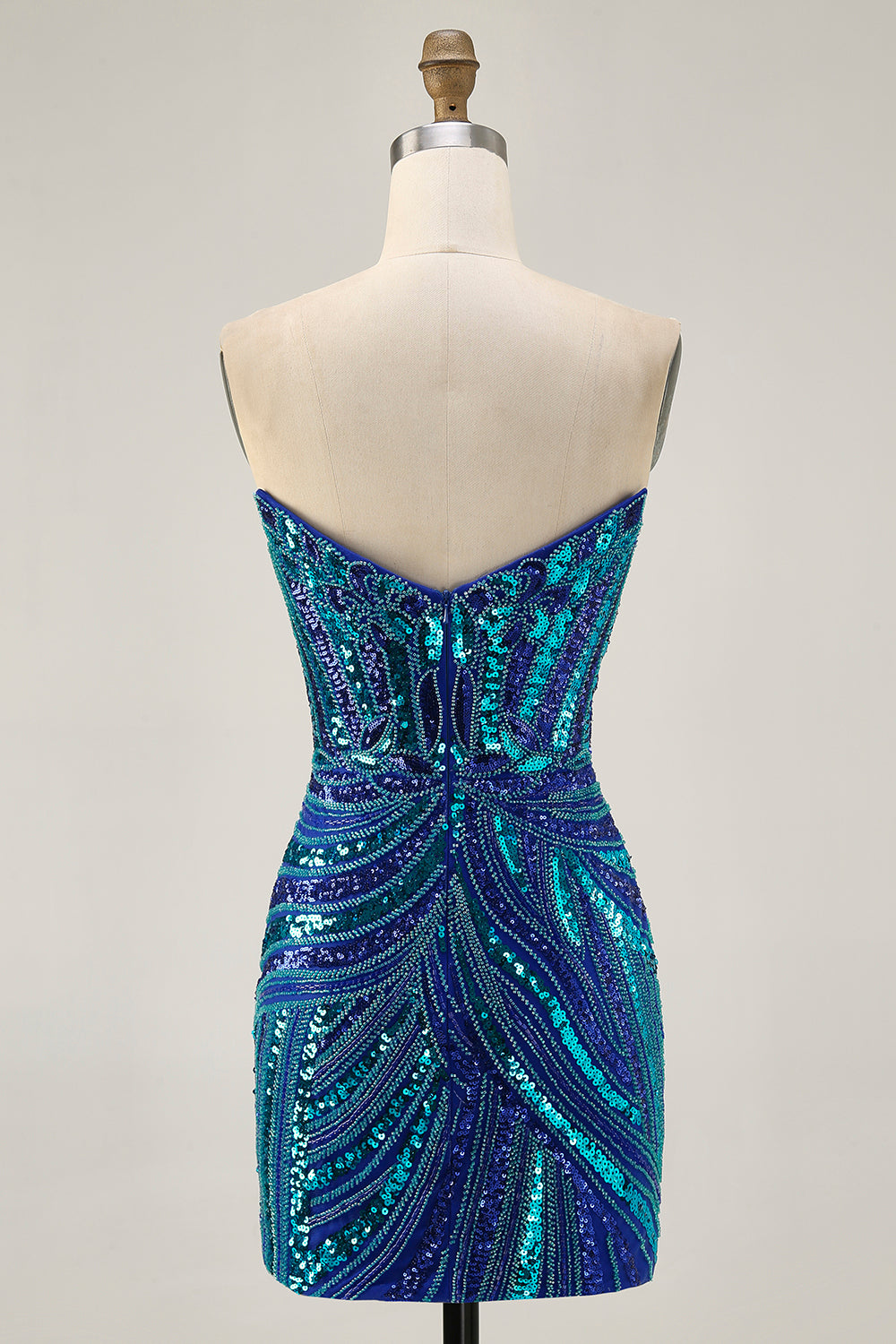 Dark Green Sparkly Strapless Sequins Tight Homecoming Dress